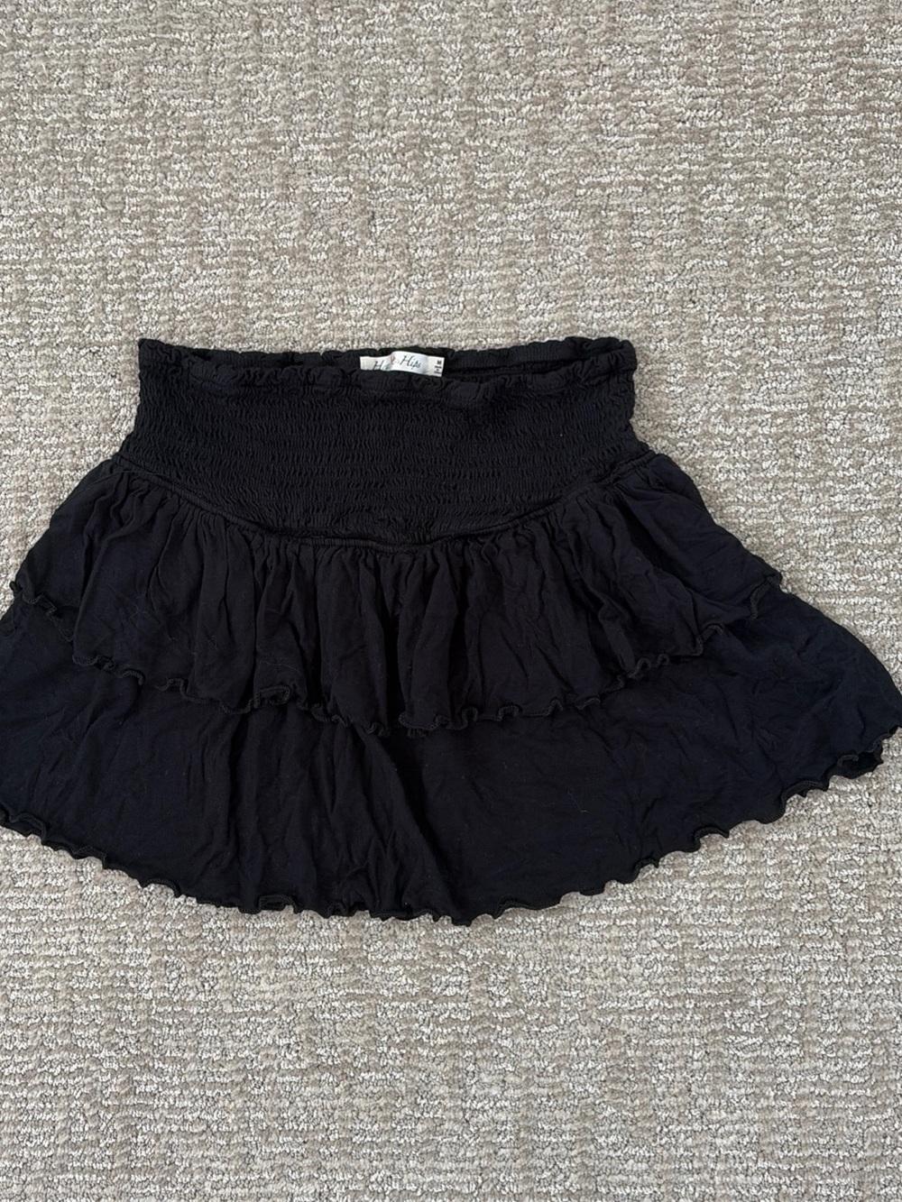Heart Hips Black Tiered Ruffle Mini Skirt